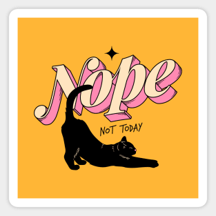 Monday Nope Black Cat in yellow Magnet